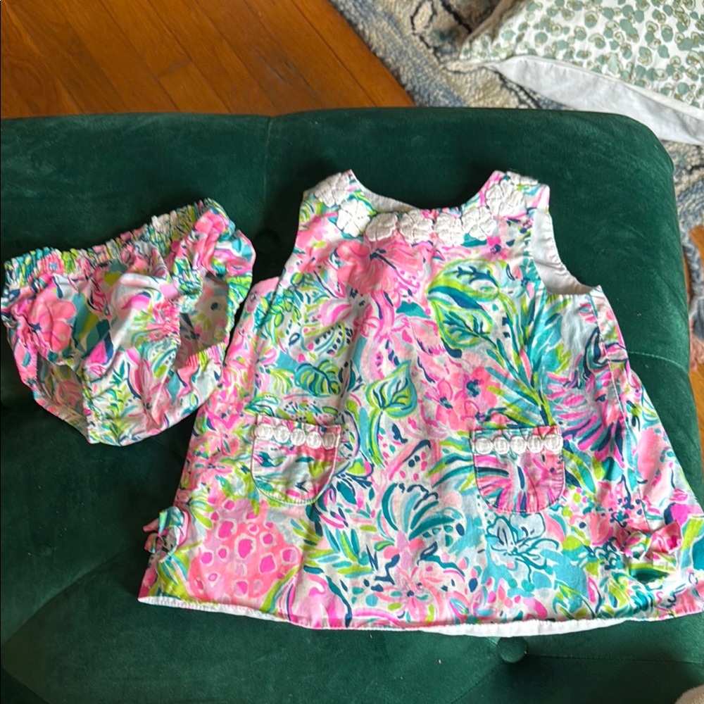 Lilly Pulitzer Floral Baby Dress with Bloomers - size 6-12 Months